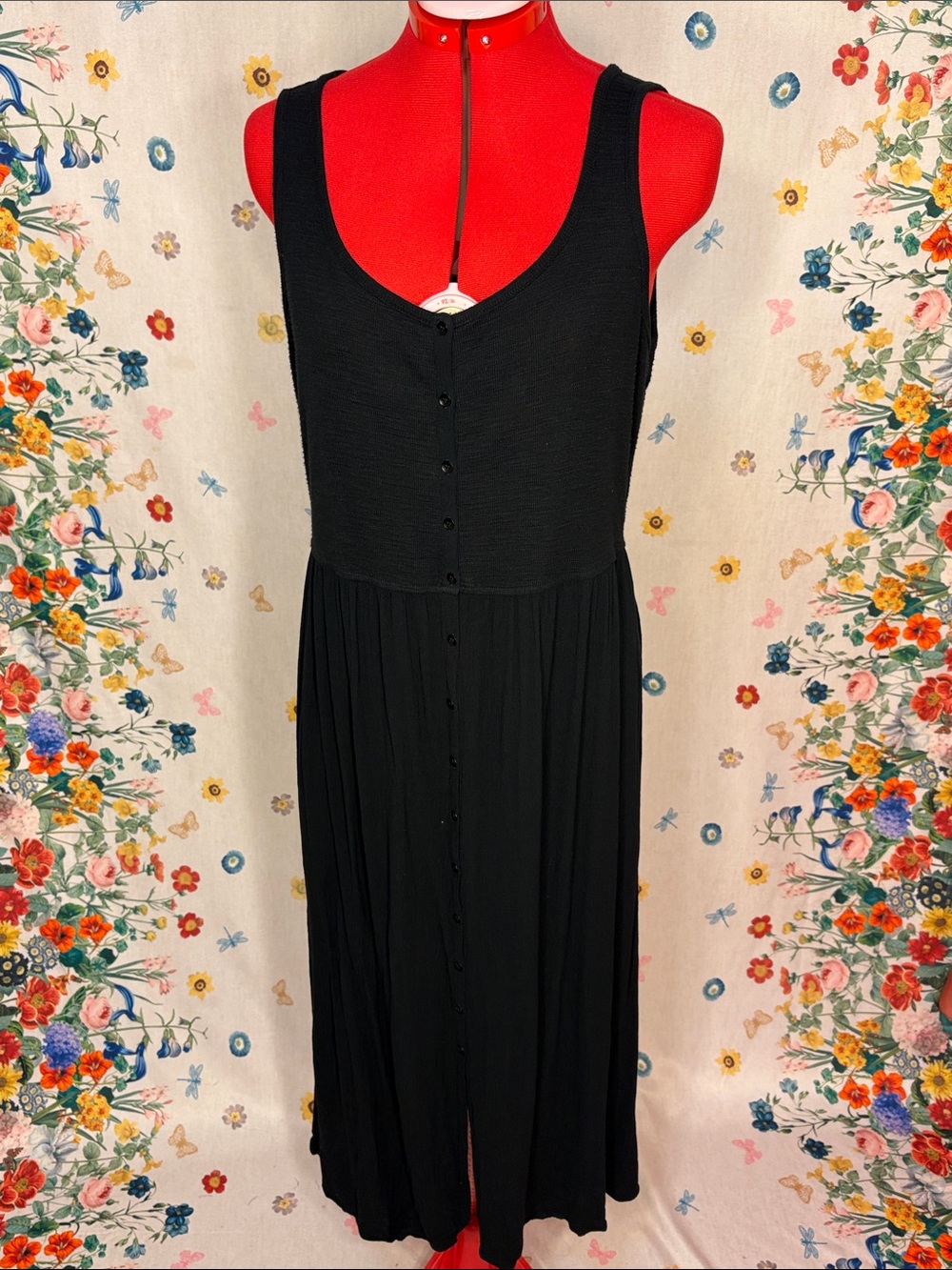 Frye - Comfy Black Sleeveless Button-Front Maxi Dress w/ Pockets 🎉 - Picture 1 of 11